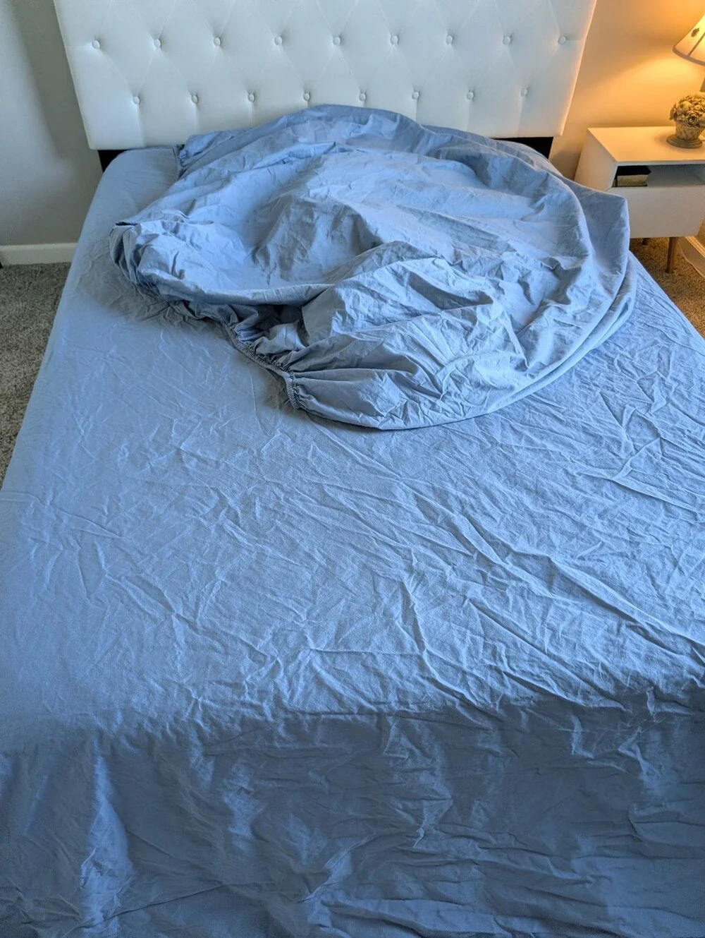 Threshold King Blue Cotton Flat & Fitted Sheet Cooling Breathable